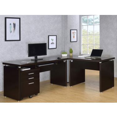 Skylar 2-piece Home Office Set L-Shape Desk with File Cabinet Cappuccino