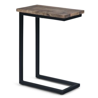 Skyler Solid Mango and Metal C Side Table In Beach Brown