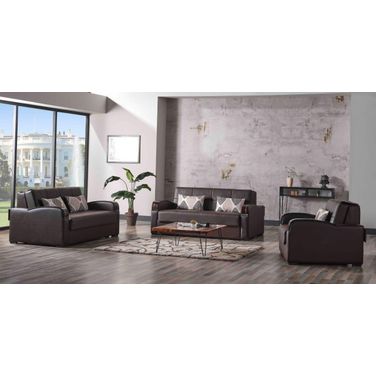 Sleep Plus Upholstered Convertible Sofabed with Storage In Brown
