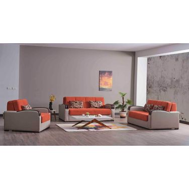 Sleep Plus Upholstered Convertible Sofabed with Storage In Orange