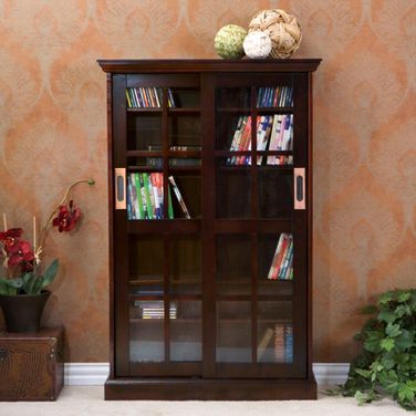 Sliding Door Media Cabinet In Espresso