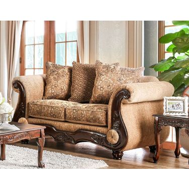 Nicanor Tan and Gold Loveseat