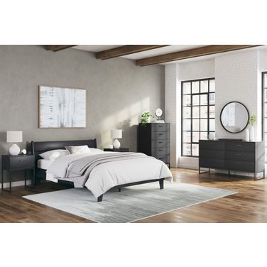 Socalle Matte Black Panel Bedroom Set