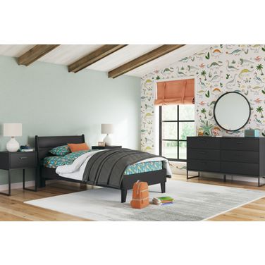 Socalle Matte Black Youth Panel Bedroom Set