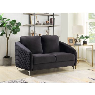 Sofia Black Velvet Modern Chic Loveseat Couch