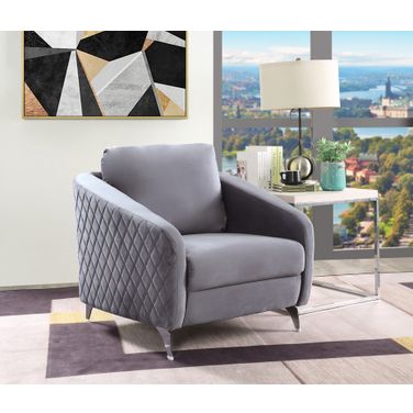 Sofia Gray Velvet Modern Chic Accent Armchair