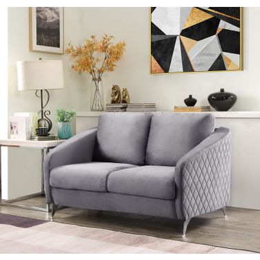Sofia Gray Velvet Modern Chic Loveseat Couch