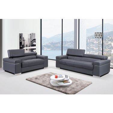 Soho Grey Leather Living Room Set