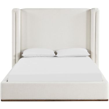Solange Linen Textured Fabric Upholstered Full Bed In Cream