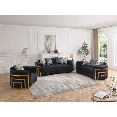 Soledad Living Room Set In Black