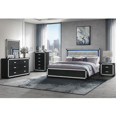 Soleil Upholstered Bedroom Set In Charcoal