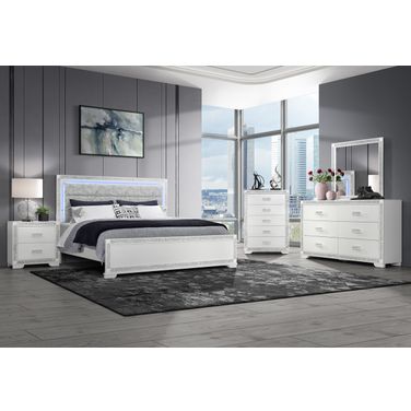 Soleil Upholstered Bedroom Set In White