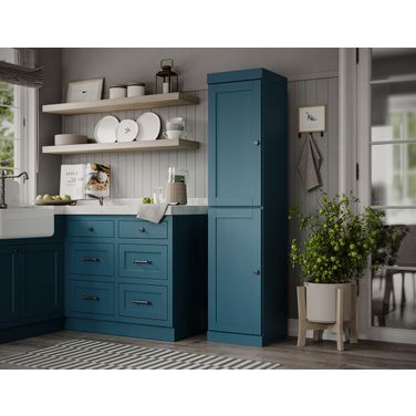 Solid Wood 16.5" Pantry Cabinet With Shaker Doors And Adjustable Shelves In Black