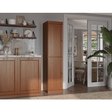 Solid Wood 16.5" Pantry Cabinet With Shaker Doors And Adjustable Shelves In Mocha