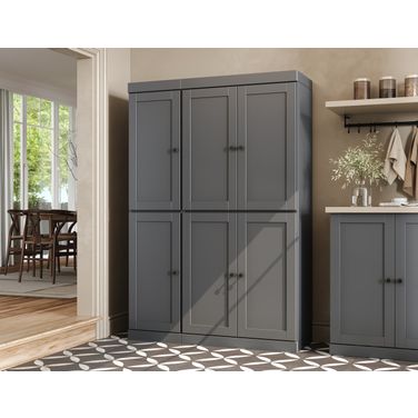 Solid Wood 48.5" Pantry Cabinet With Shaker Doors And Adjustable Shelves In Gray