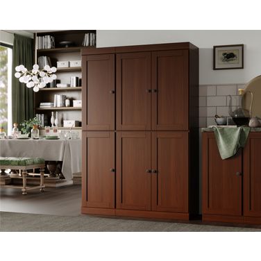 Solid Wood 48.5" Pantry Cabinet With Shaker Doors And Adjustable Shelves In Mocha