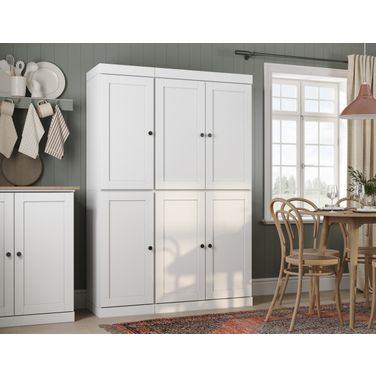 Solid Wood 48.5" Pantry Cabinet With Shaker Doors And Adjustable Shelves In White
