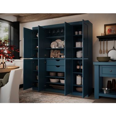 Solid Wood 65" Pantry Cabinet With Shaker Doors And 2-Drawers In Black
