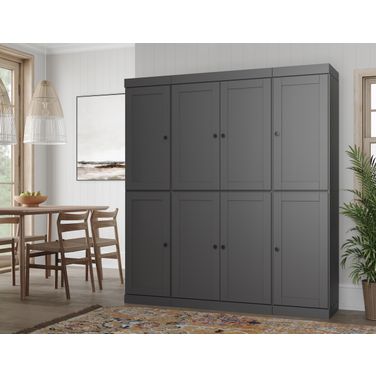 Solid Wood 65" Pantry Cabinet With Shaker Doors And Adjustable Shelves In Gray