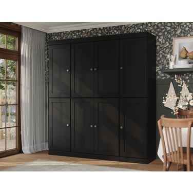 Solid Wood 65" Pantry Cabinet With Shaker Doors And Adjustable Shelves In Java