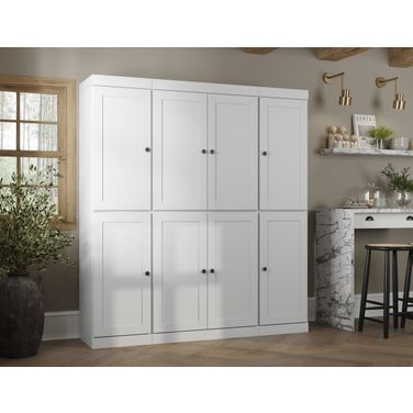 Solid Wood 65" Pantry Cabinet With Shaker Doors And Adjustable Shelves In White