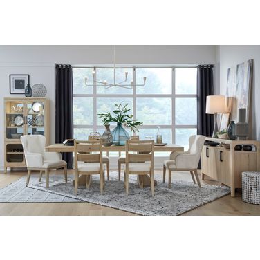 Somerset Extendable Trestle Dining Set In Butternut