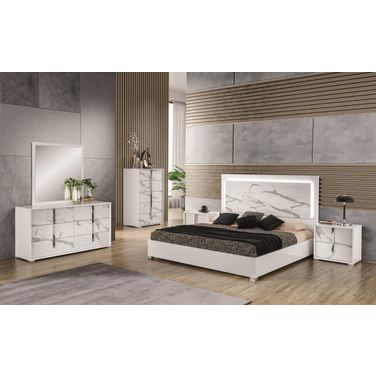 Sonia Bedroom Set In White and Grey