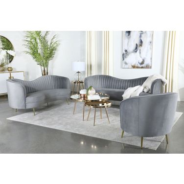 Sophia Living Room Set In Grey