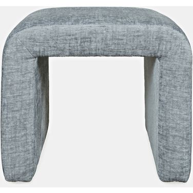 Sophia Curved Upholstered Waterfall Jacquard Petite Ottoman Bench Set of 2 In Blue