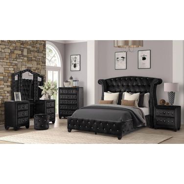 Sophia Upholstery Bedroom Sets In Black