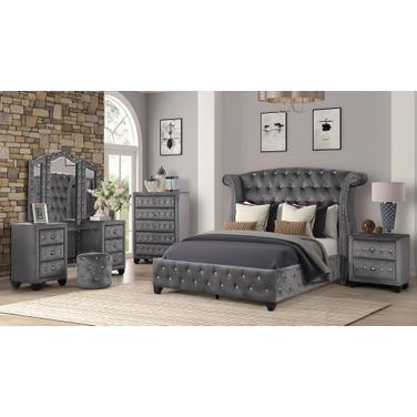 Sophia Upholstery Youth Bedroom Set In Grey