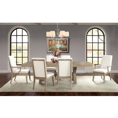 Sophie Natural 78 Inch Trestle Extendable Dining Room Set