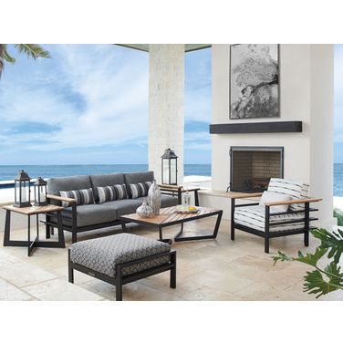 South Beach Obsidian Outdoor Rectangular Occasional Table Set