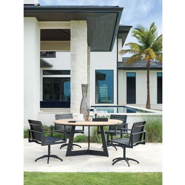 South Beach Obsidian Outdoor Round Dining Table Set