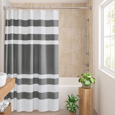 Spa Waffle Shower Curtain with 3M Treatment In Charcoal