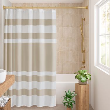 Spa Waffle Shower Curtain with 3M Treatment In Taupe