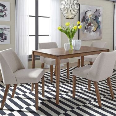 Space Savers Rectangular Dining Room Set w/ Tan Chairs