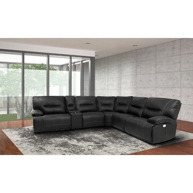 Spartacus Black Power Reclining Sectional with Power Headrest