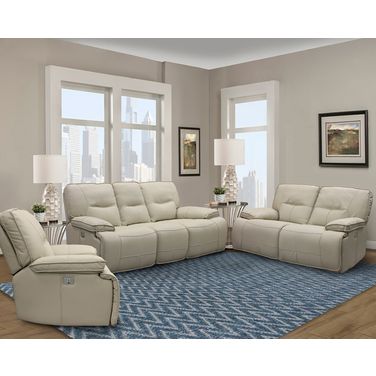 Spartacus Power Reclining Sofa Loveseat and Recliner In Beige