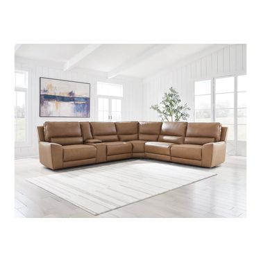 Spear Hill 6-Piece Reclining Sectional with Storage Console In Caramel