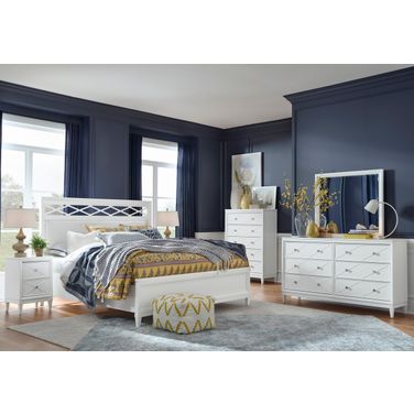 Springhouse Upholstered Panel Bedroom Set In Whisper White
