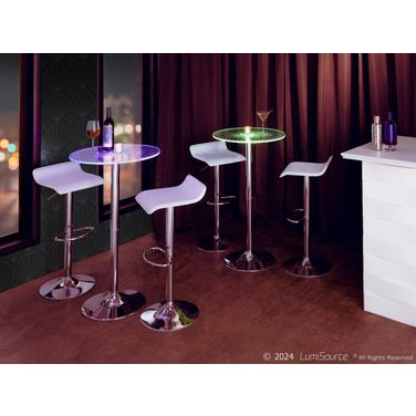 Spyra-Ale Adjustable Bar Set with Light Up Tabletop In White and Chrome