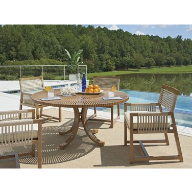 St Tropez Round Dining Room Set In Medium Brown