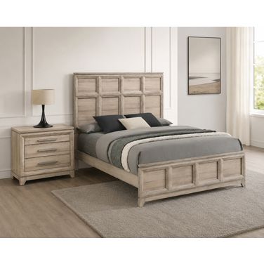 Stacy Panel Bedroom Set In Weathered Greige