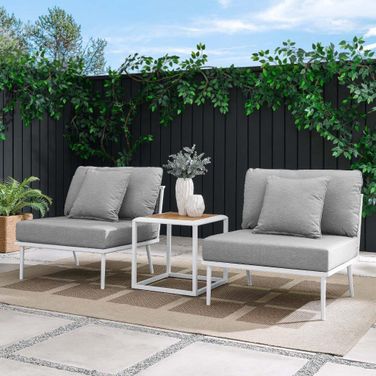 Stance 3 Piece Outdoor Patio Aluminum Set In Grey
