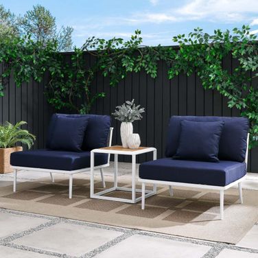 Stance 3 Piece Outdoor Patio Aluminum Set In White Navy