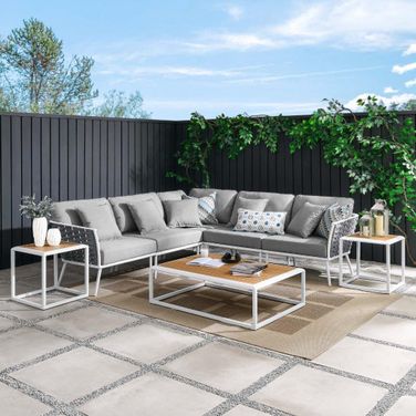 Stance 8 Piece Outdoor Patio Aluminum Sectional Sofa Set In Grey