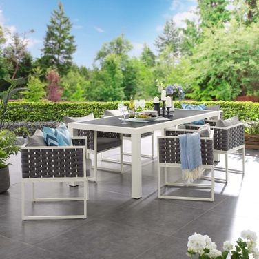 Stance White and Gray 7 Piece Outdoor Patio Aluminum Dining Set