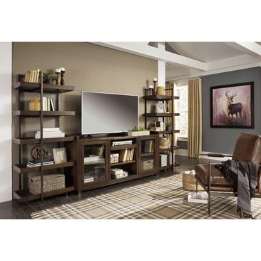 Starmore Oiled Walnut And Gunmetal 3 Piece Entertainment Center