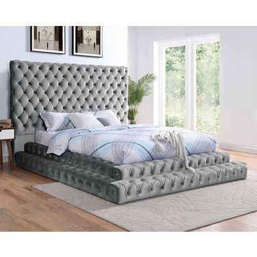 Stefania Eastern King Bed In Gray